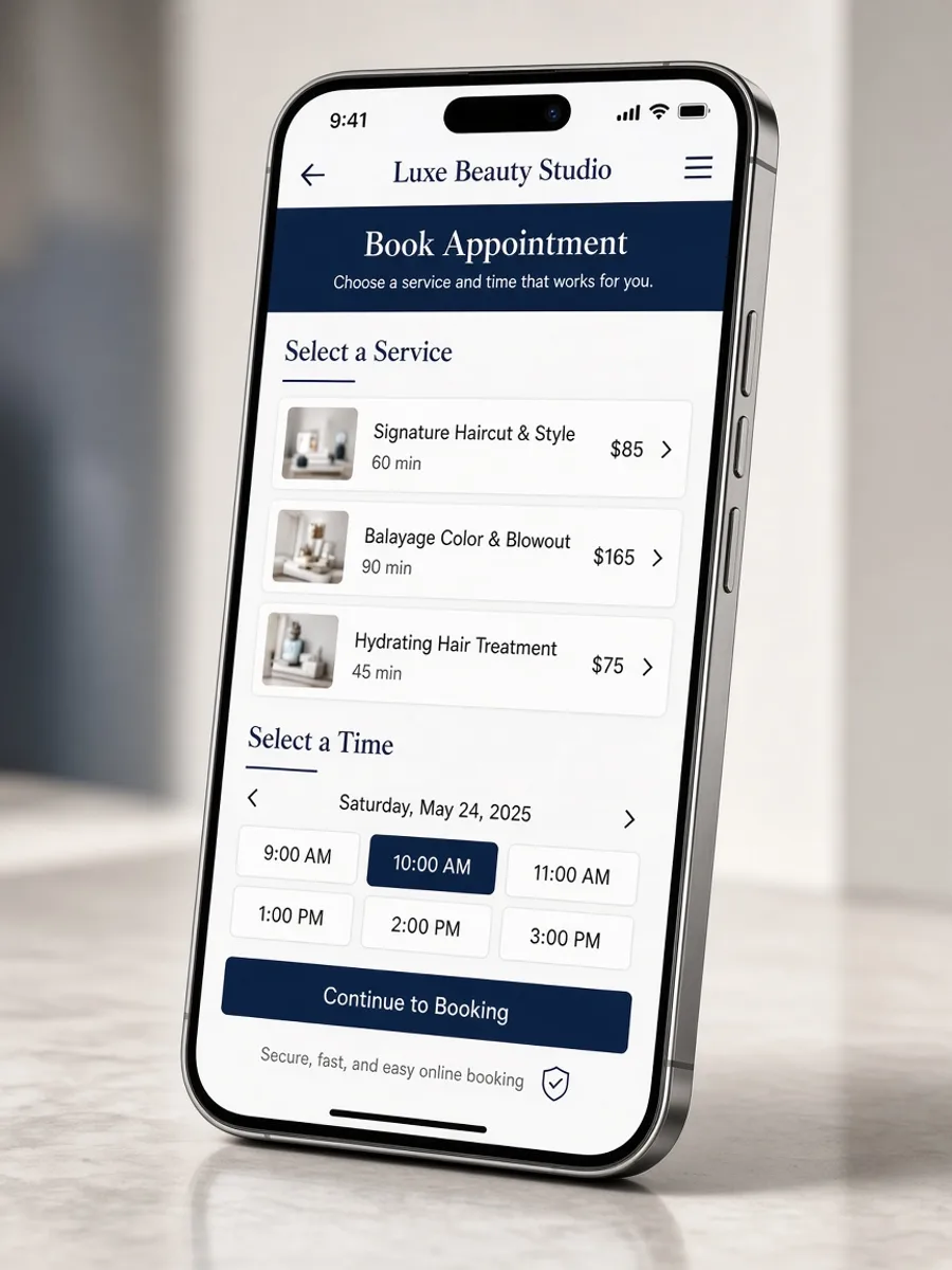 Smartphone with the public KELFIX online booking page
